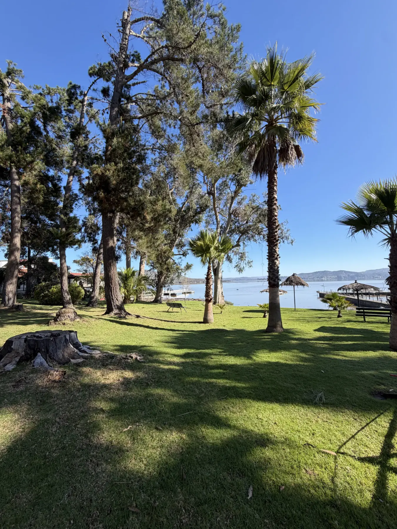 Orilla del Lago Rapel en las áreas comunes del condominio