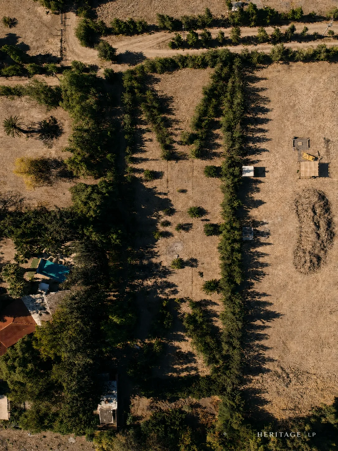 Vista aérea top-down del entorno del Lote 8 — Parcela en Lampa, ex Hacienda Lampa