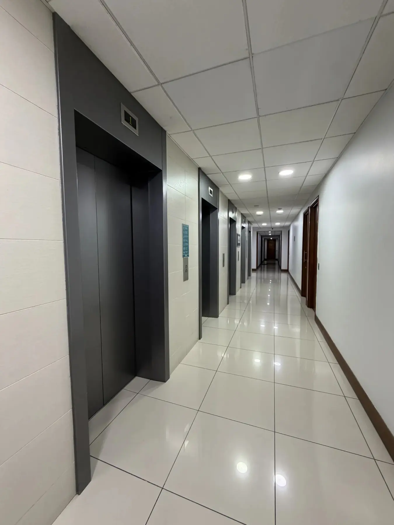 Pasillo de oficinas y ascensores del piso 12