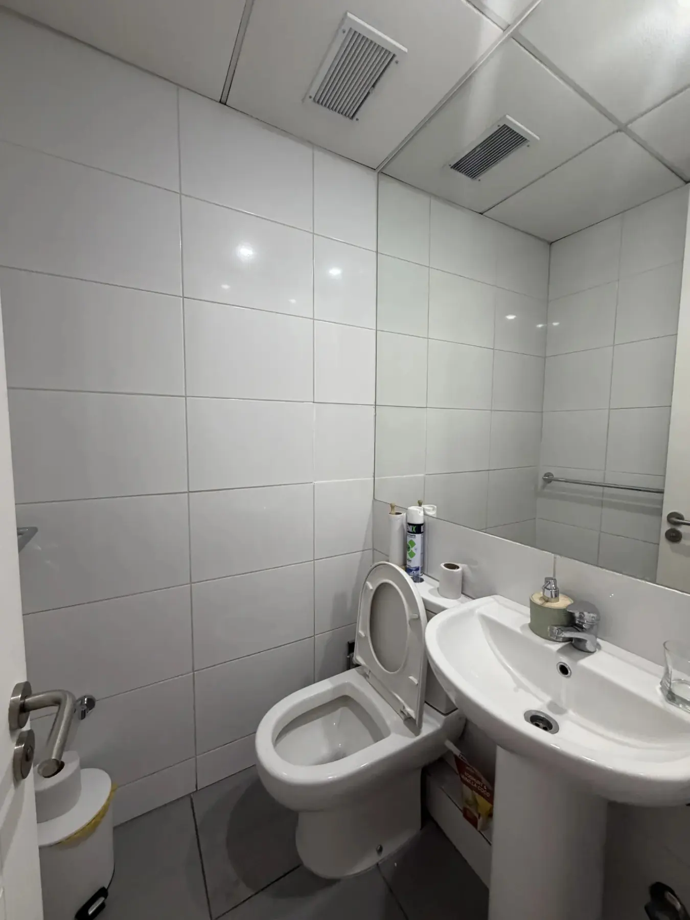 Baño privado de la oficina con lavamanos e inodoro